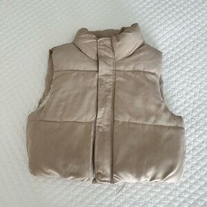 Neutral Taupe Quilted Puffer Vest